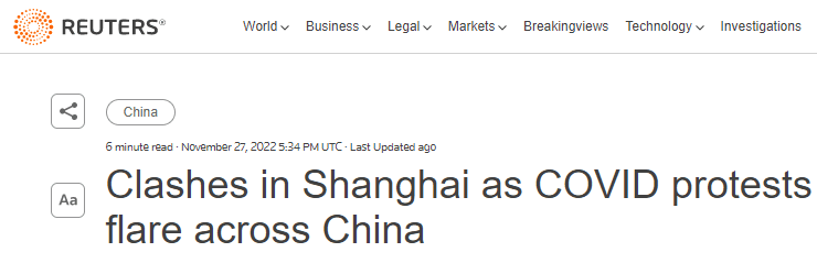 Clashes in Shanghai China over covid restrictions