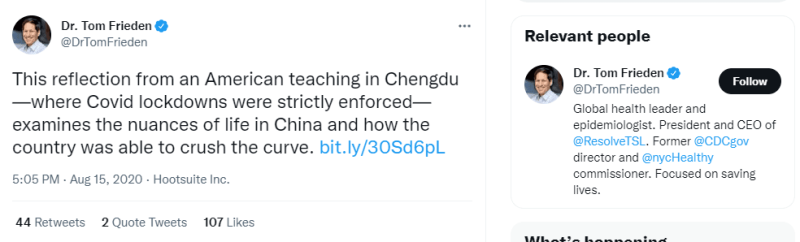 CDC Director Tom Frieden on how China used lockdowns to “crush the curve.”