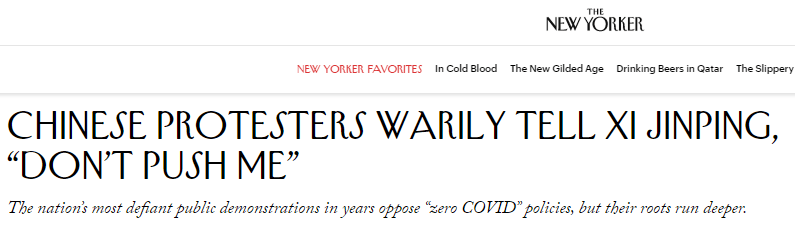New Yorker flip-flops like the rest regarding protests in China