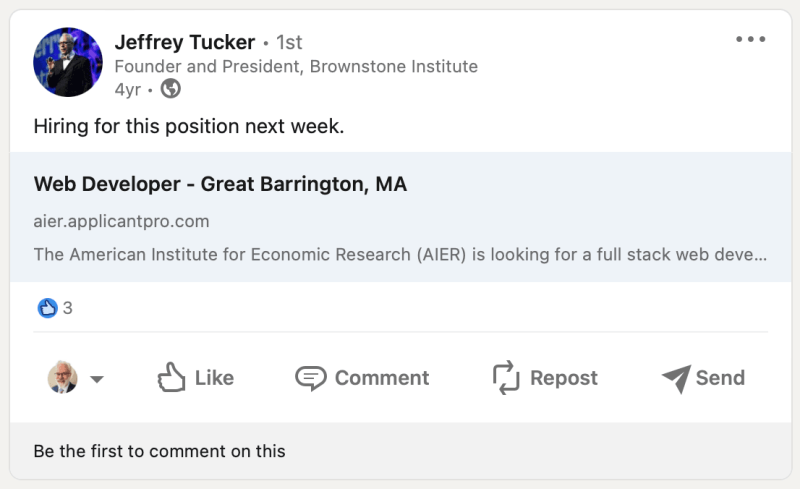 job posting for web developer position in 2019