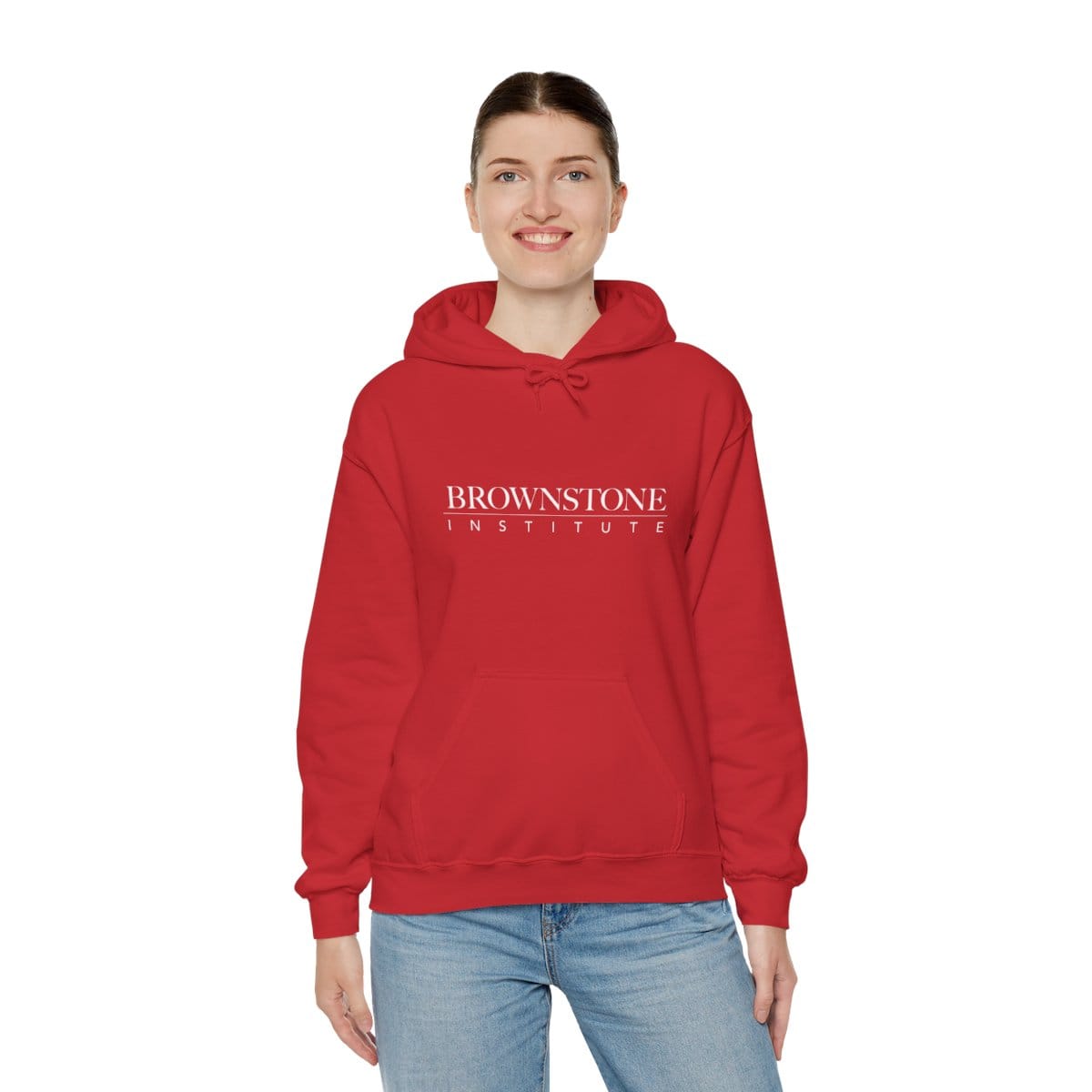 Brownstone Institute - Red Hoodie Front 3