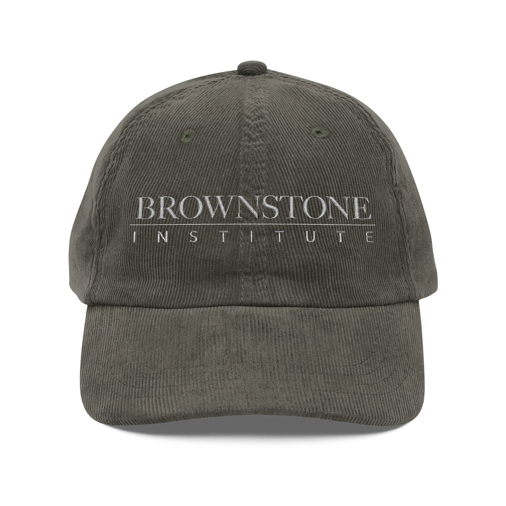 Vintage Corduroy Baseball Cap - Brownstone Institute Embroidery - Image 2